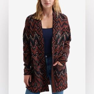 Lucky Brand Multicolor Ikat Open Sweater Cardigan Size S